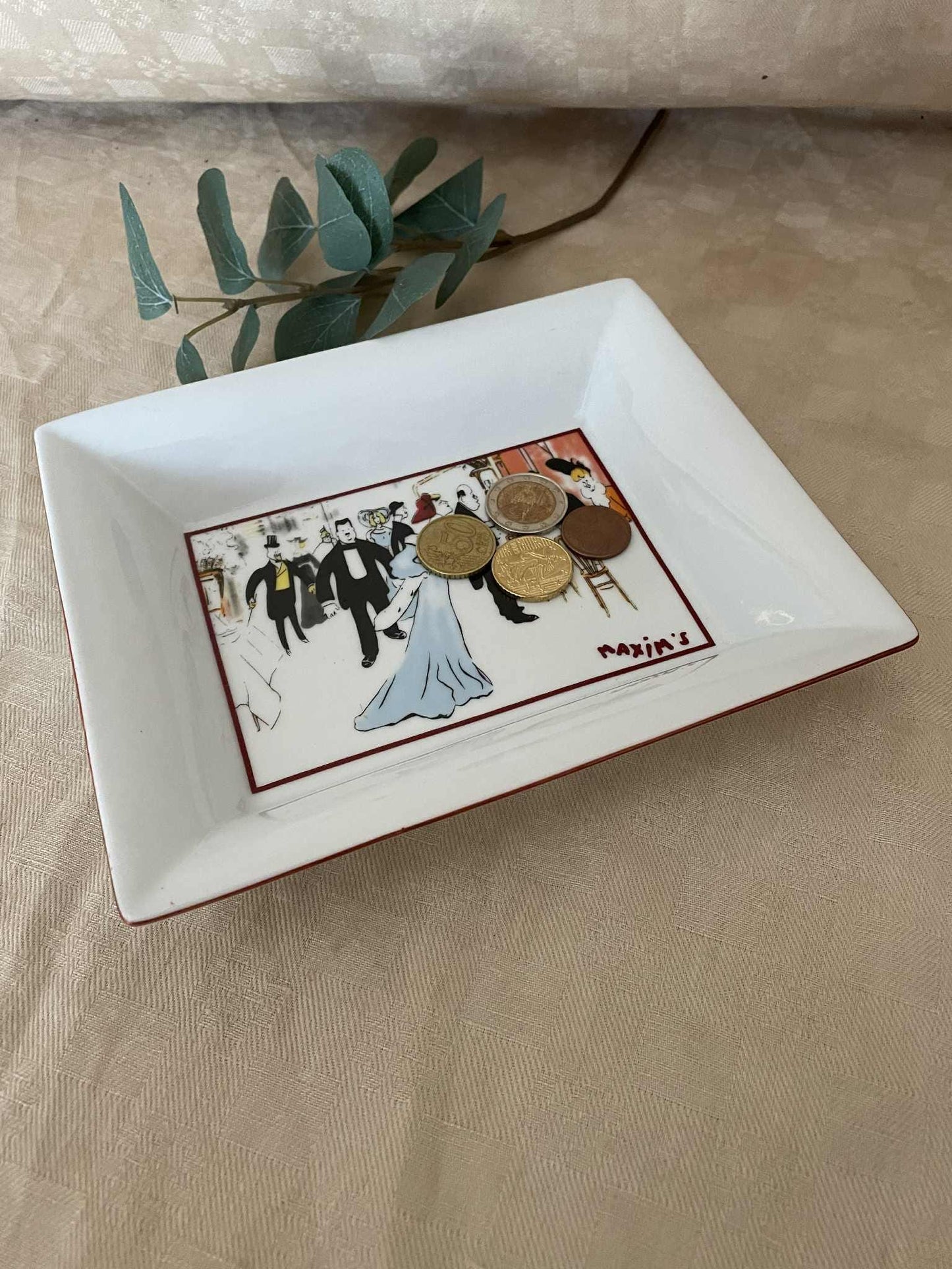 Maxim's de Paris small porcelain Vide Poche/ empty change plate