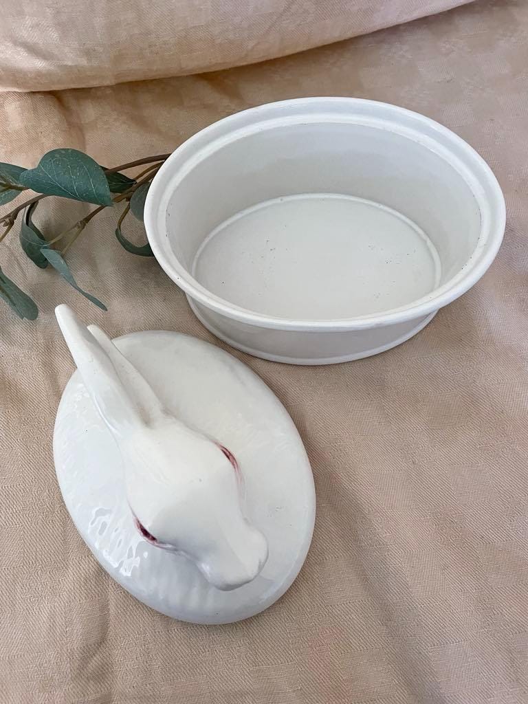 Vintage Glazed ceramic Rabbit tureen
