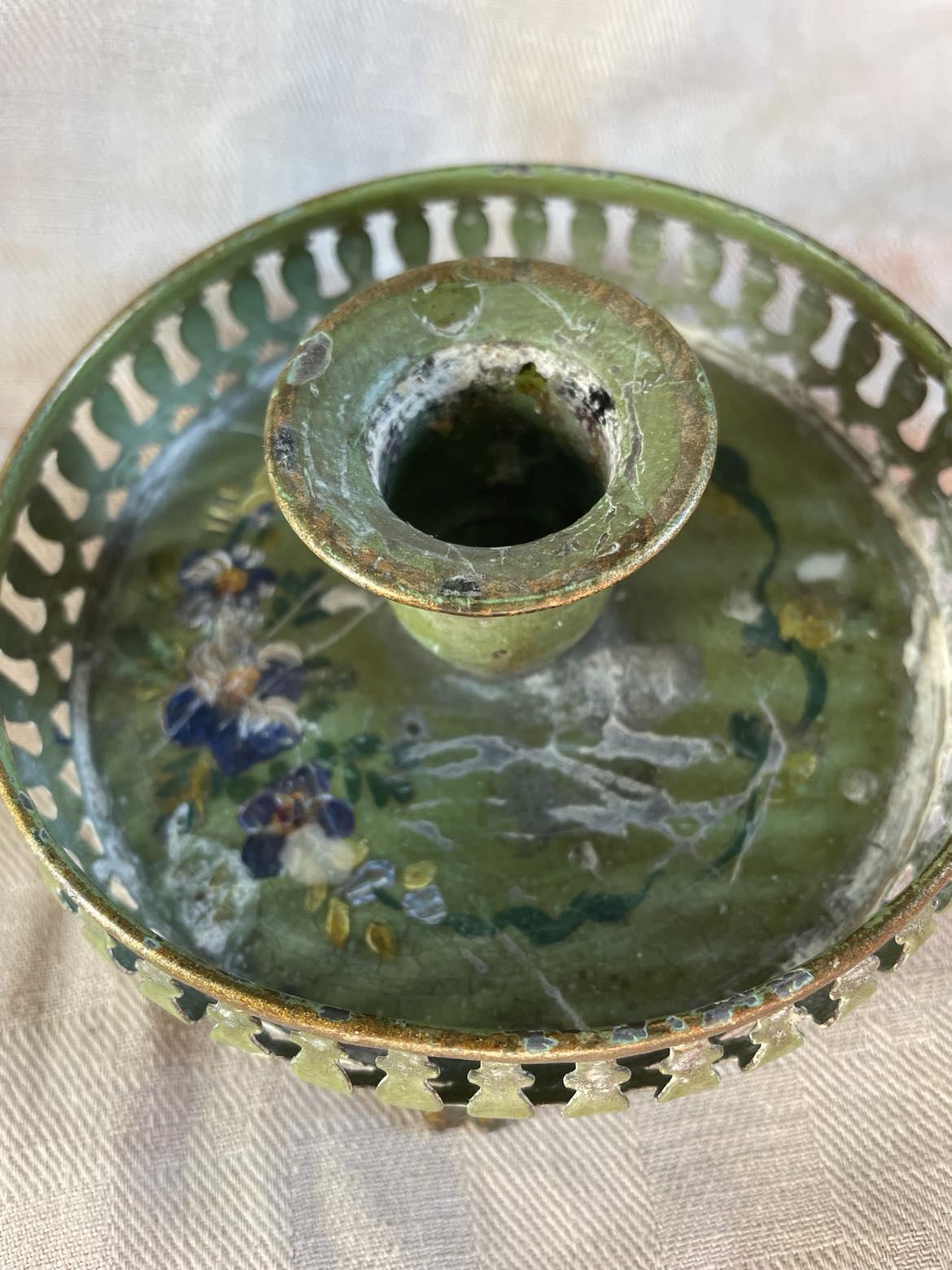 Antique hand candle holder, bougeoir à main