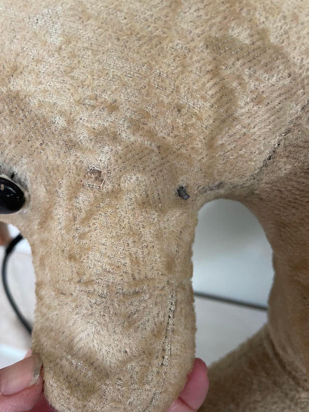 Primitive wire framed horse/ peluche ancienne