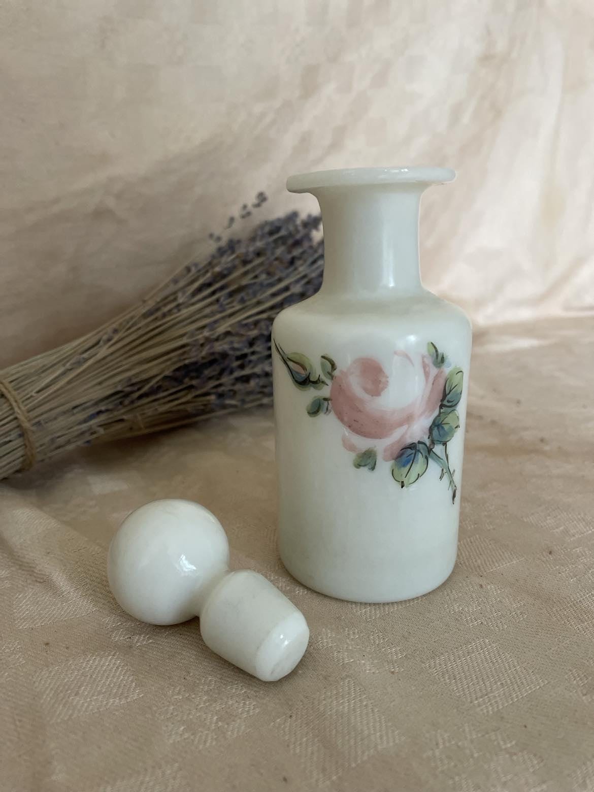 Vintage French hand painted Opaline Perfume Flacon