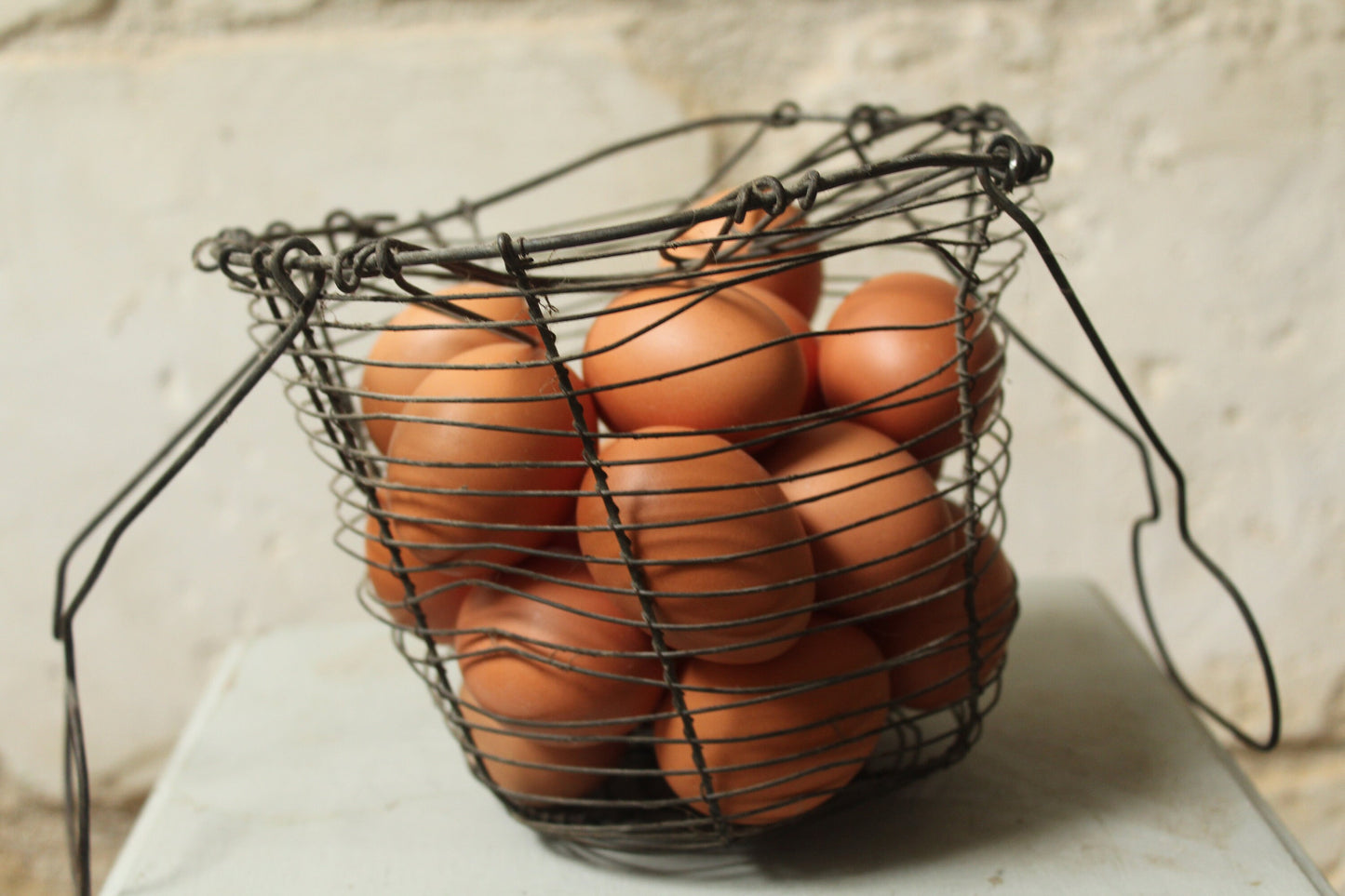 Vintage French Woven Wire salad / egg basket
