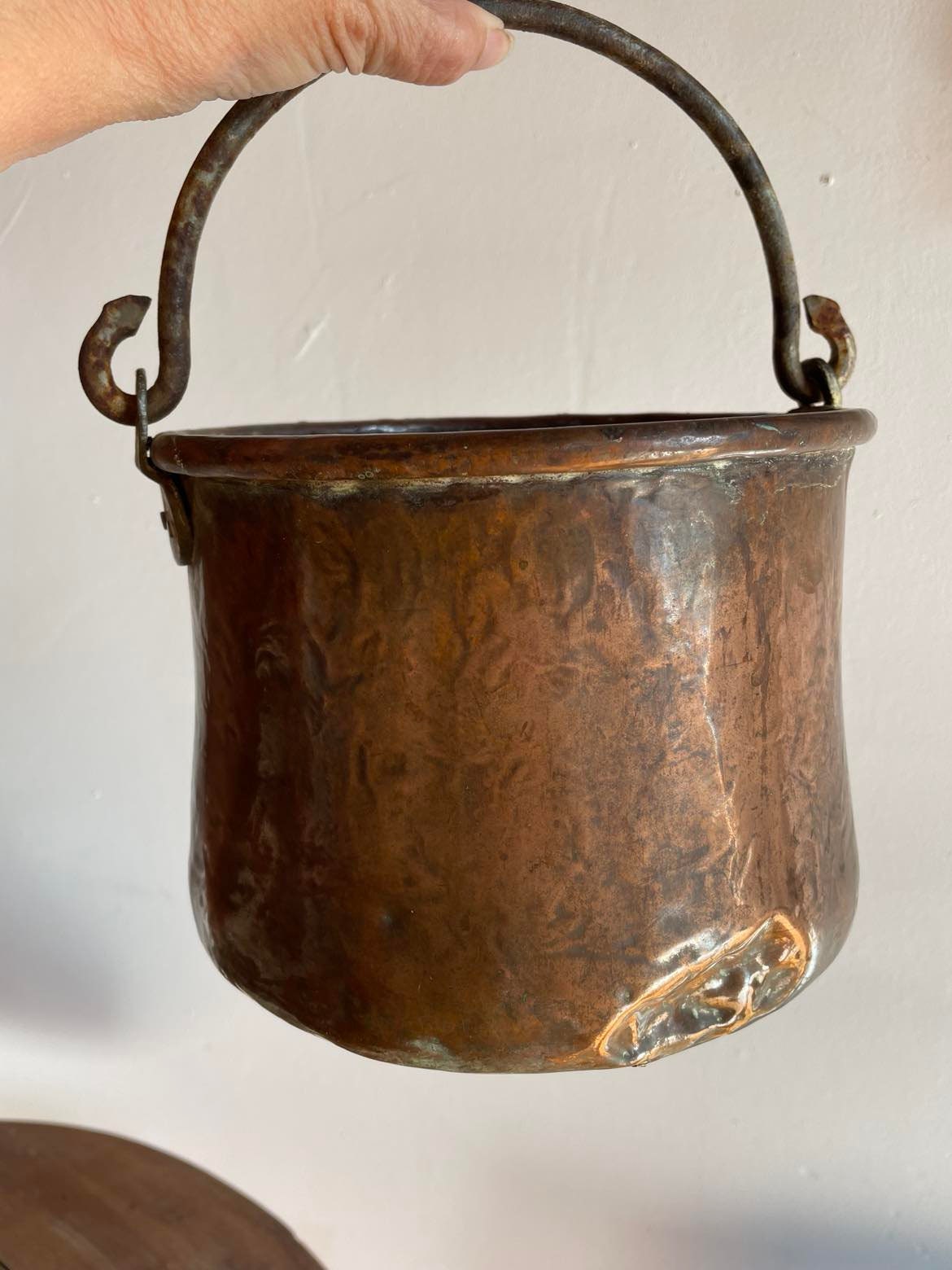 Antique French Hand made dovetailed copper marmite/cauldron.