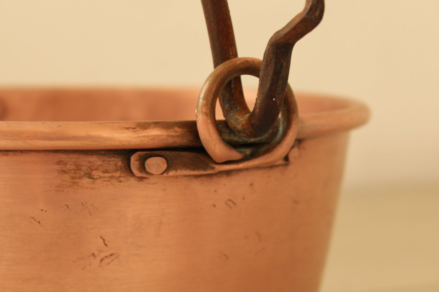 Antique Copper pan with wrought Iron handle