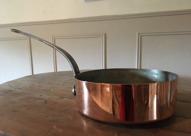Vintage French copper saute pan - 28cm/ 11" diameter