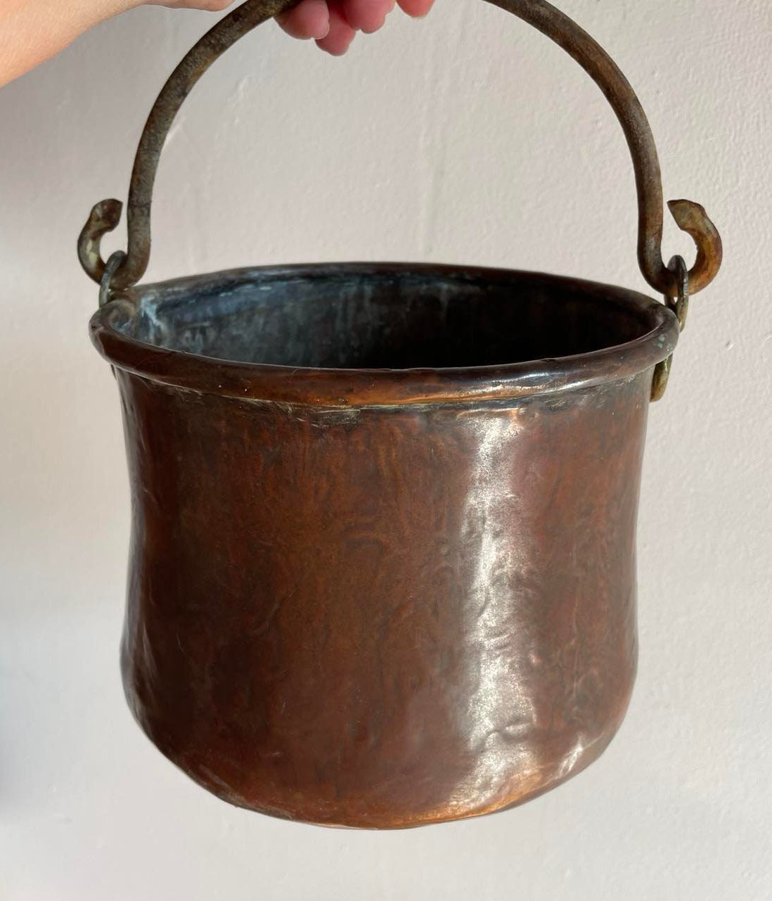 Antique French Hand made dovetailed copper marmite/cauldron.