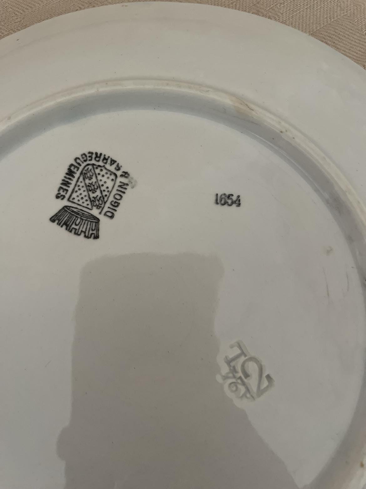 Antique plate with light relief by Digoin Sarreguemines