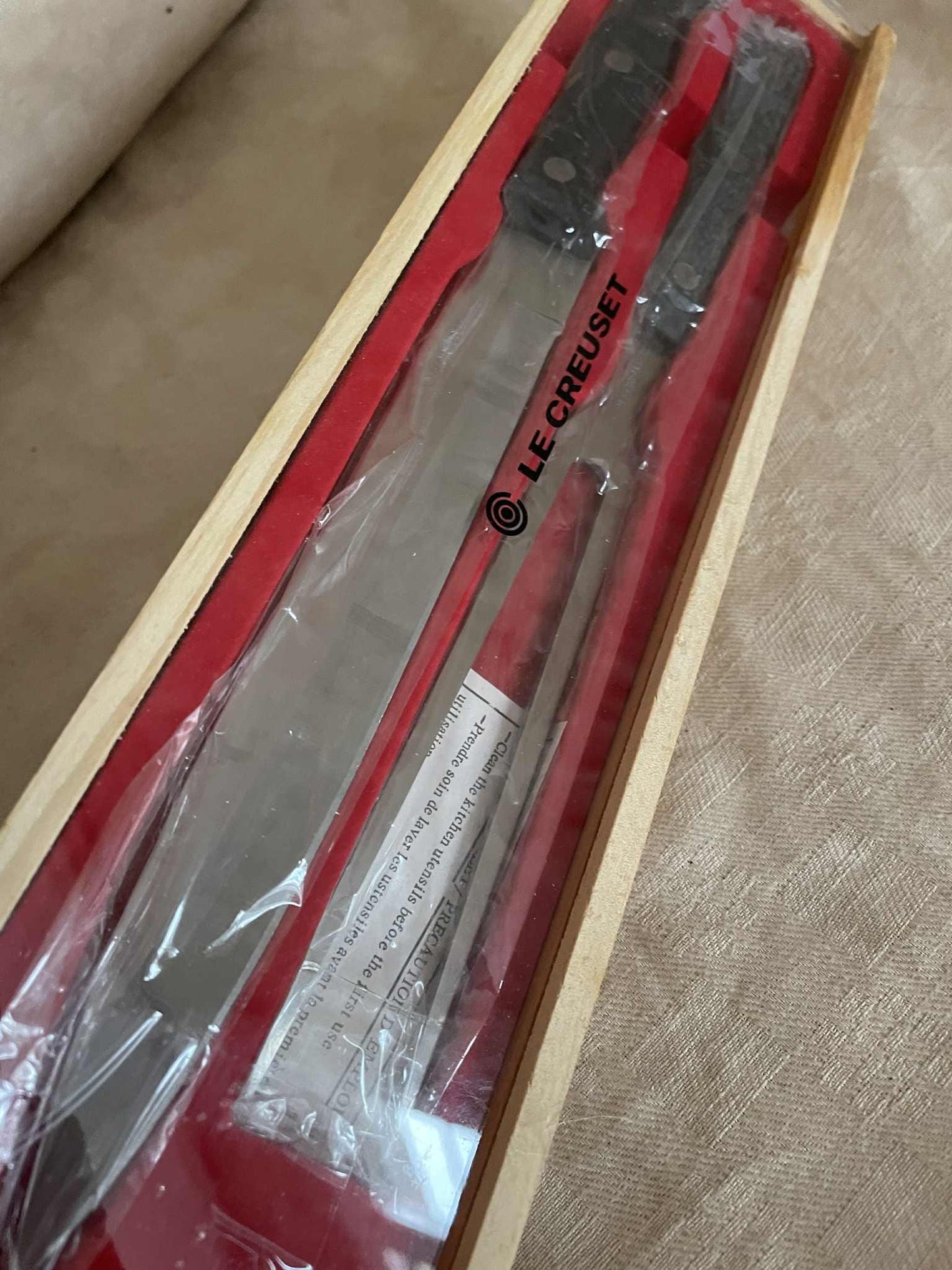 Vintage Le Creuset Carving knife and fork set.