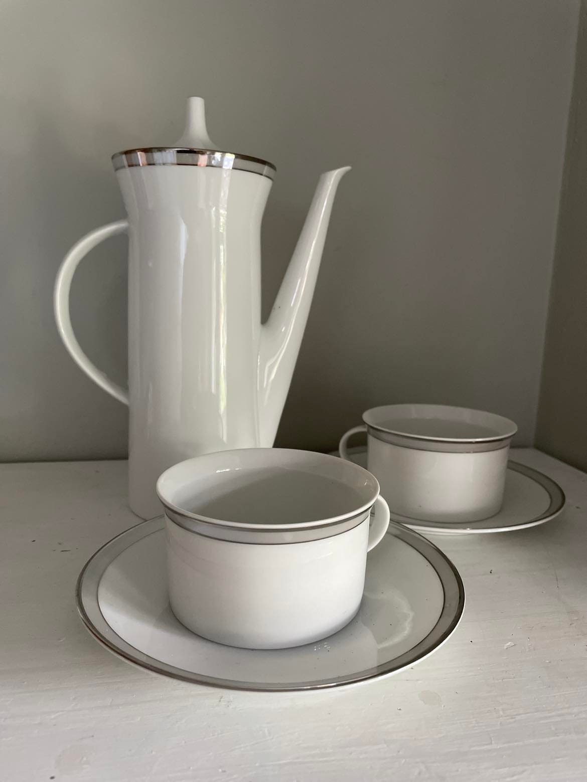 Vintage Rosenthal Studio Line Coffee Set: Platinum Trim Porcelain