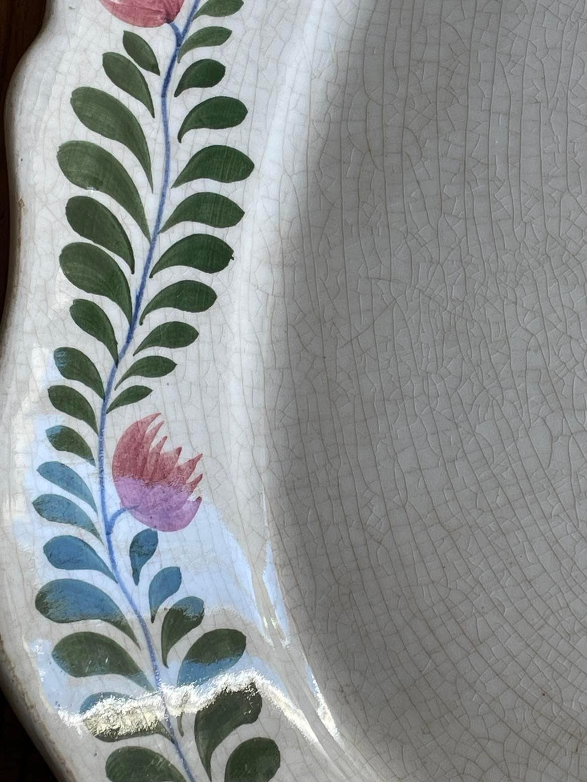 Creil et Montereau - hand painted oval serving plate