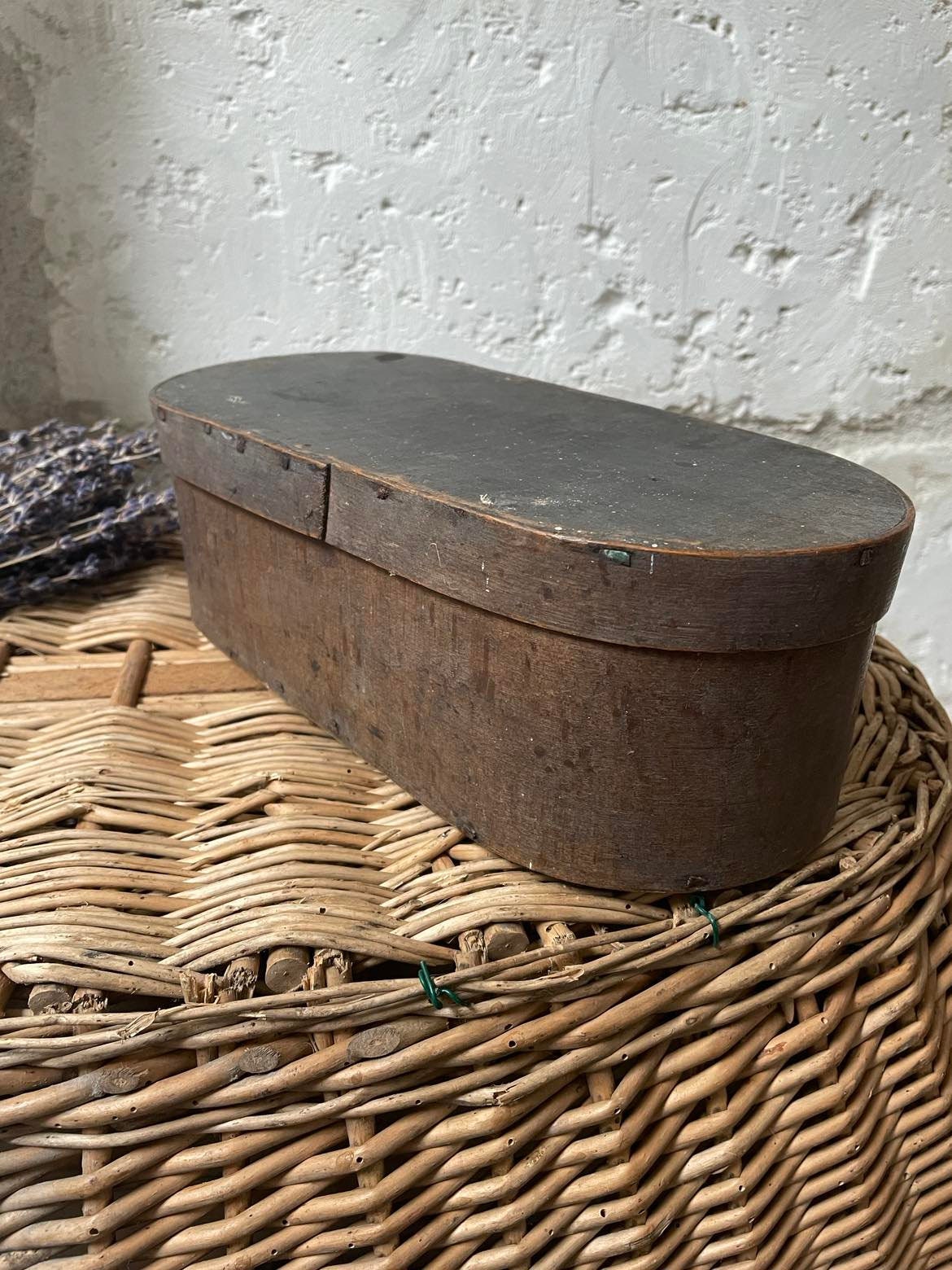 Antique bentwood handmade  madeleine/  pantry/ storage box -