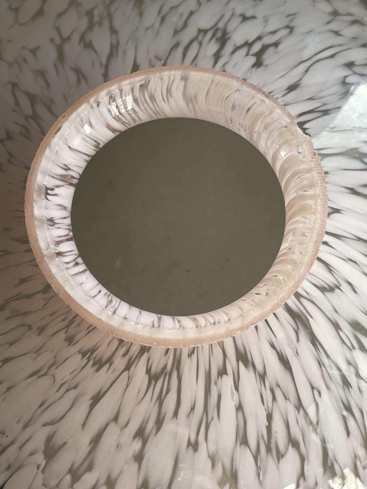 Art Deco Mottled Pink Glass Fluted lampshade;