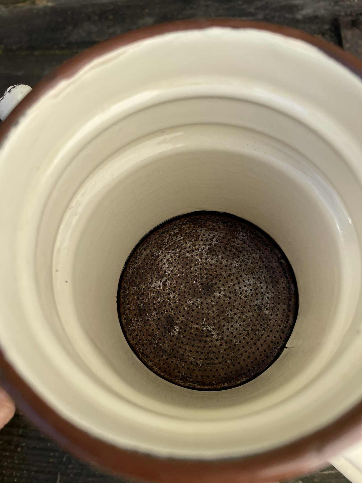 3 Part French enamel coffee pot