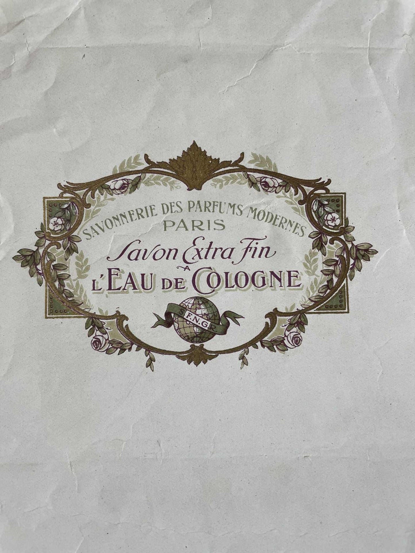 Vintage French soap wrap paper  - Savon extra fin l'Eau de Cologne