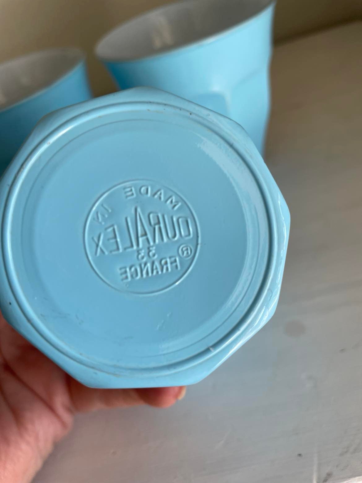 Set of 9 vintage coloured glasses by Duralex