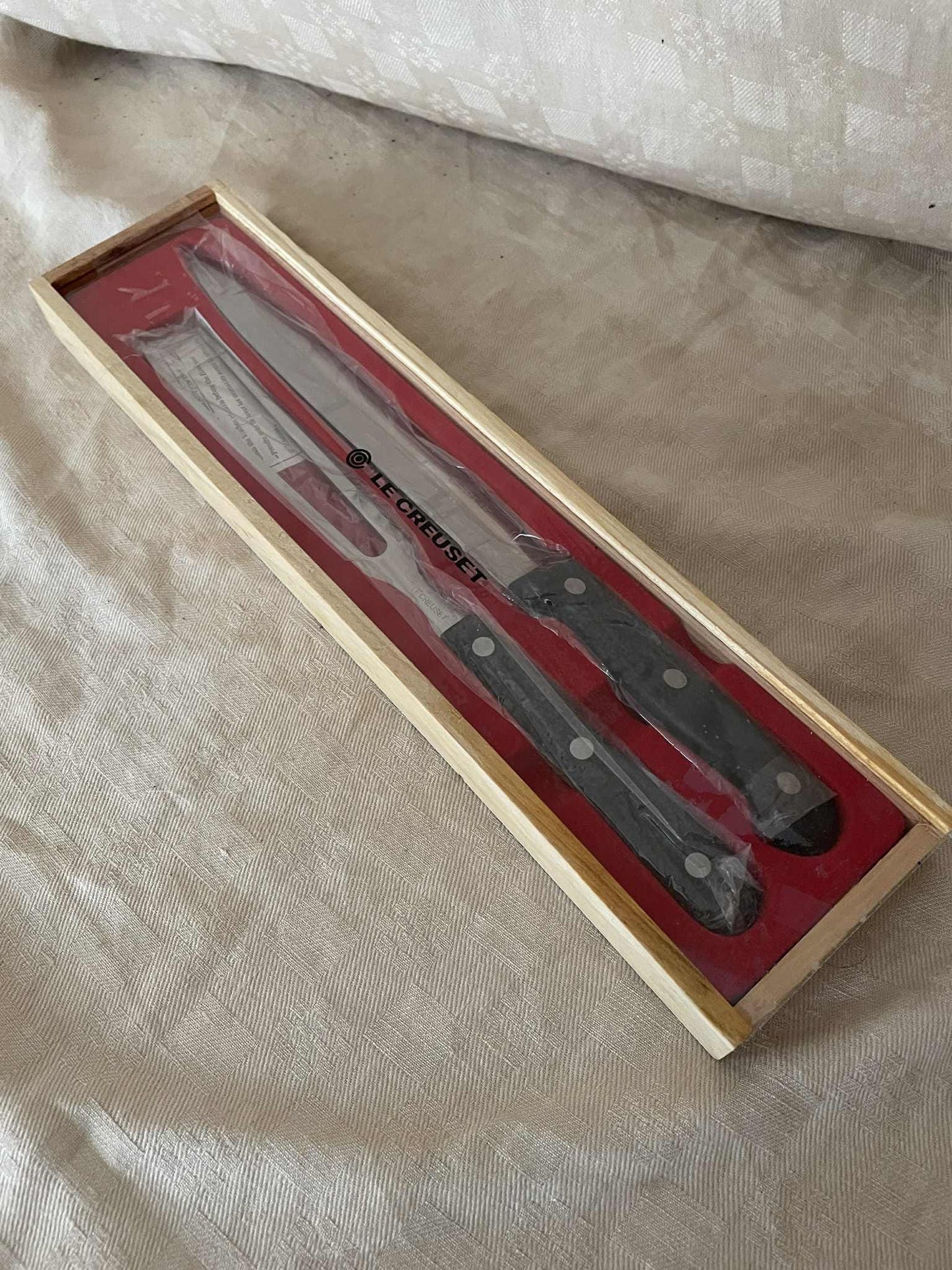 Vintage Le Creuset Carving knife and fork set.