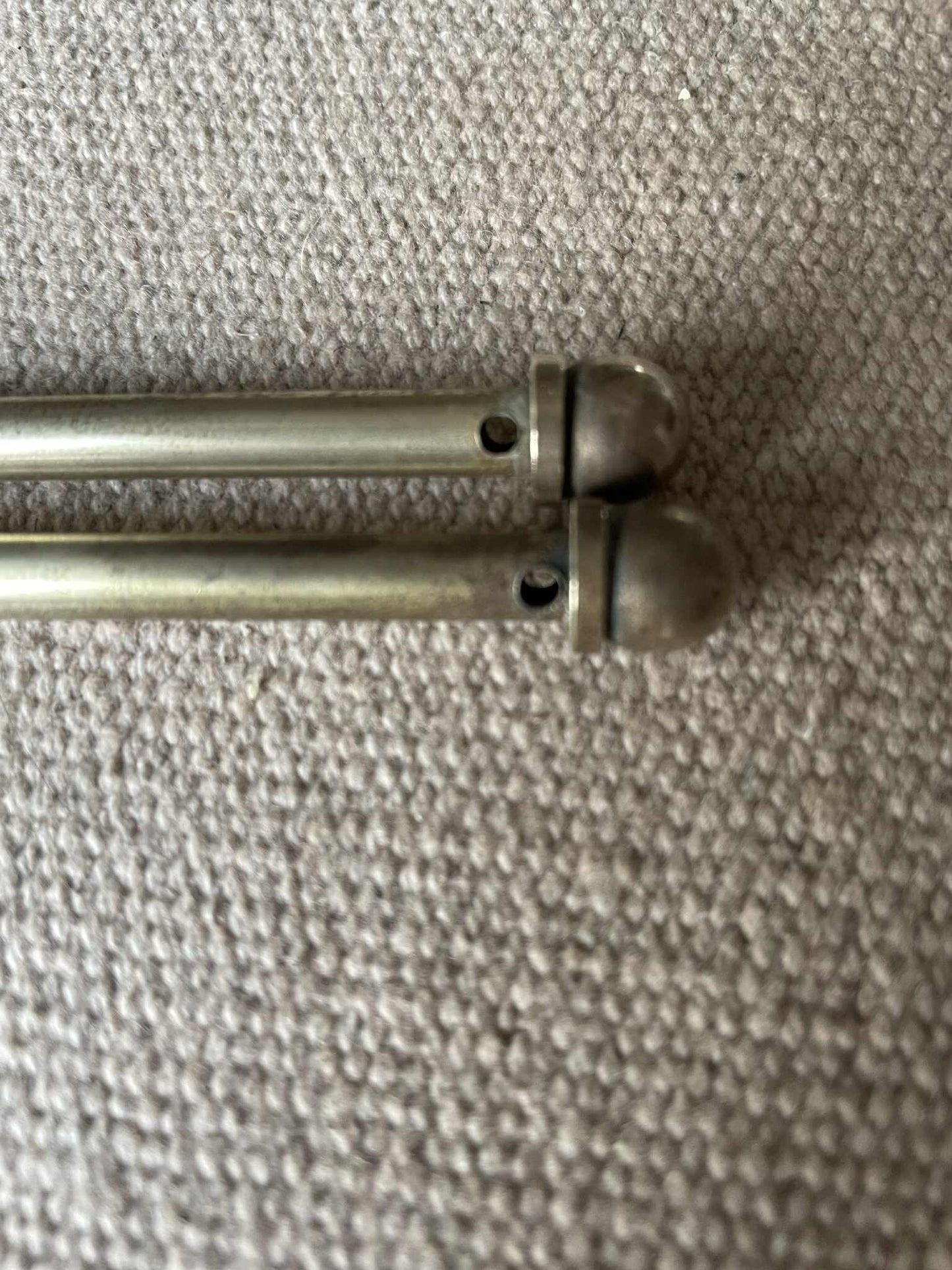 Two extendable brass lightweight curtain rods 39cm to 73cm max 6mm diameter