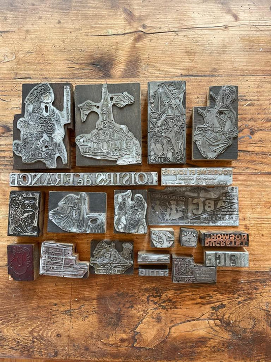 A set of  20  letterpress Printing blocks from the 1950's