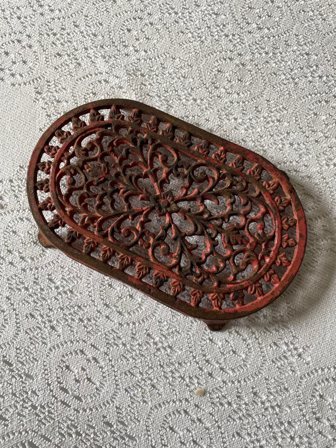 Painted Cast Iron oval Trivet