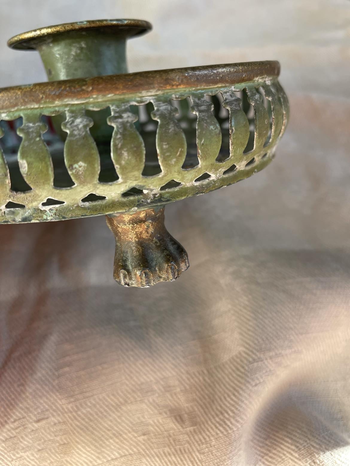 Antique hand candle holder, bougeoir à main