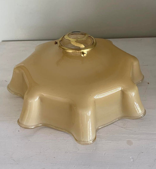 Mid Century pendant glass shade with  brass Gallery
