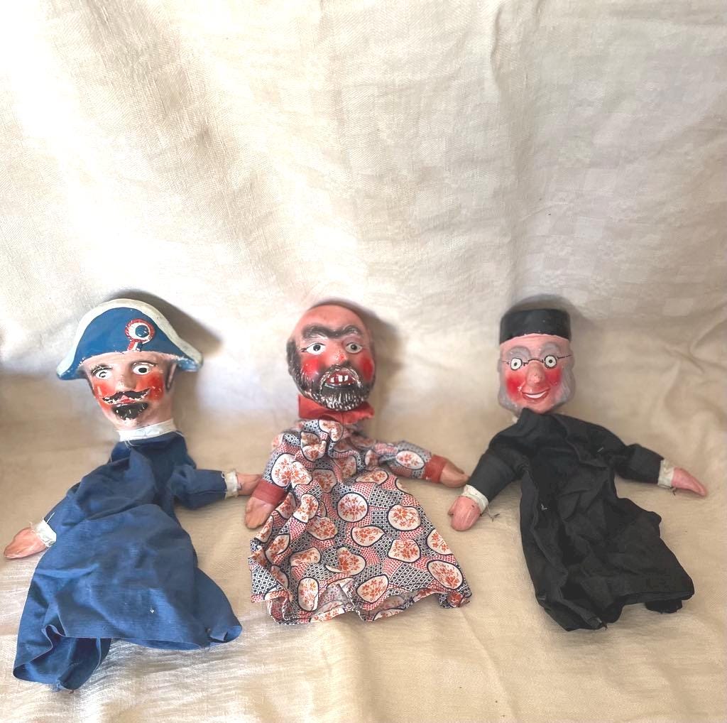 Guignol de Lyon - early 20th century Marionettes/  rod puppets