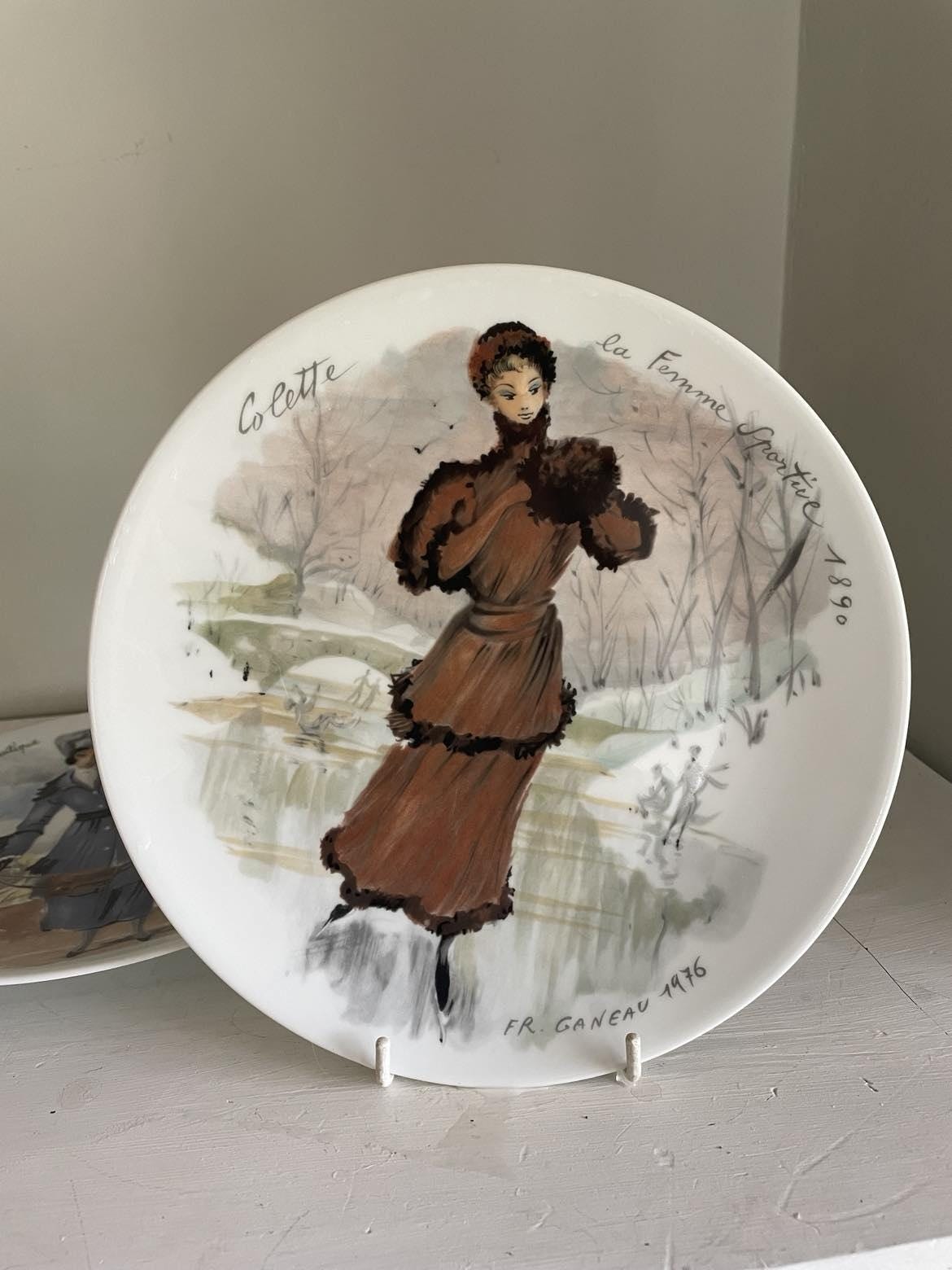Limoges porcelain first edition plate - Les femmes du Siecle (women of the century)  Colette