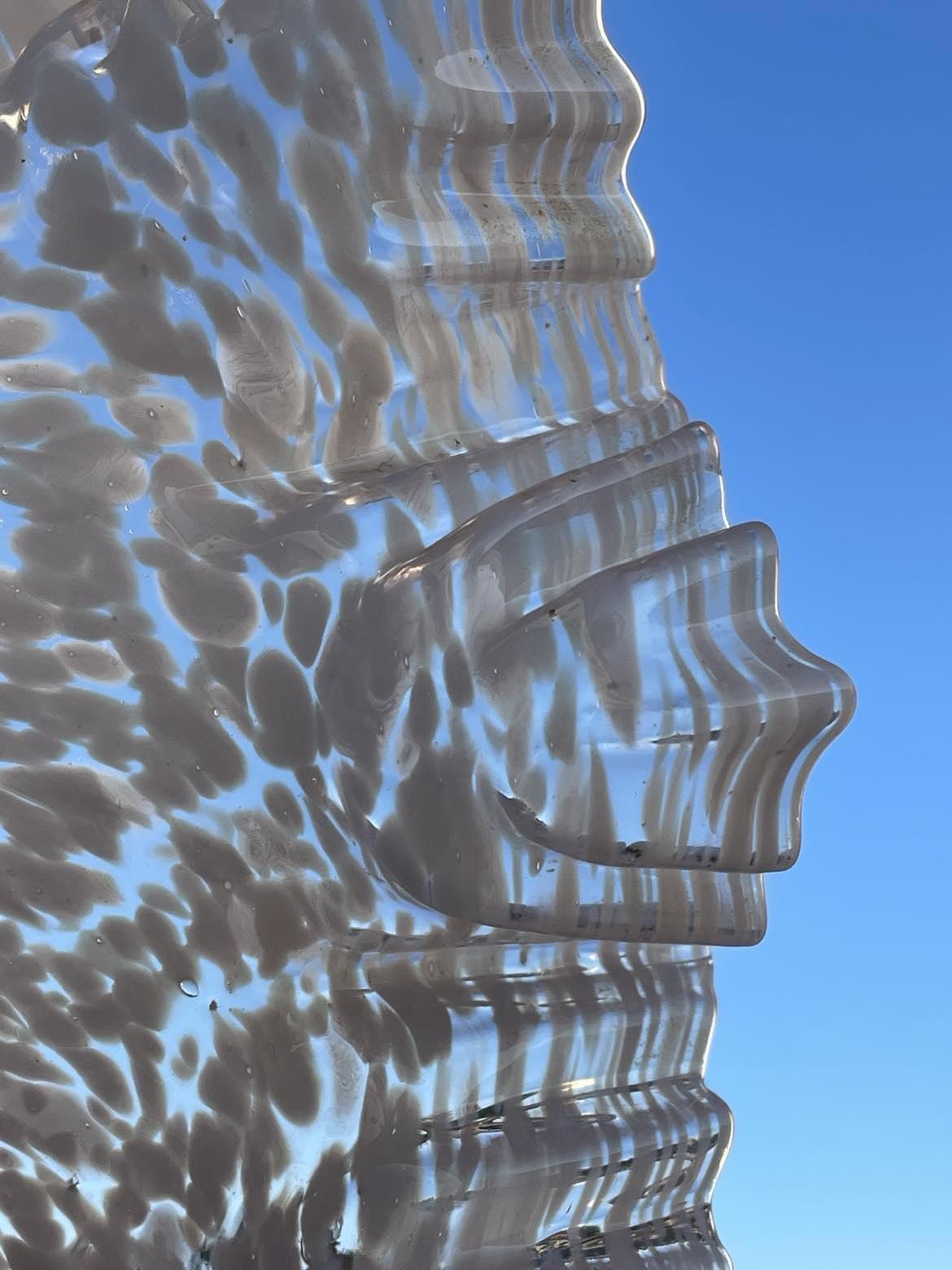 Art Deco Mottled Pink Glass Fluted lampshade;