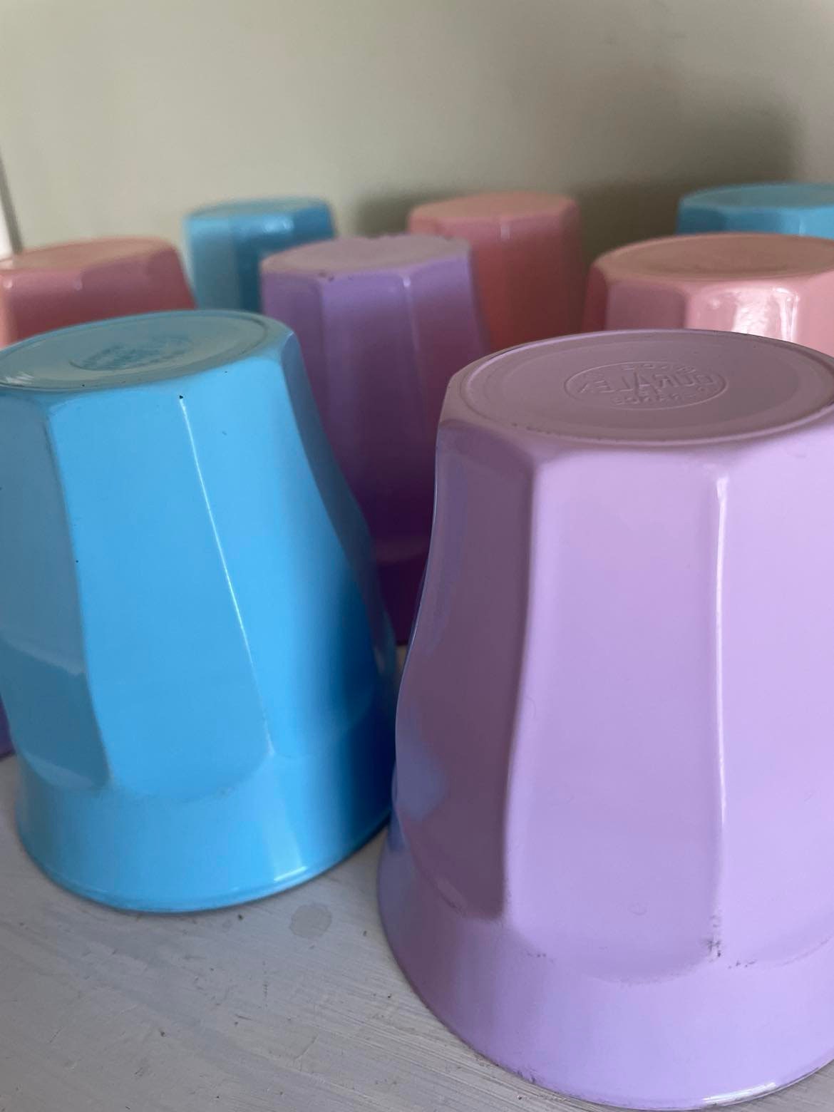 Set of 9 vintage coloured glasses by Duralex