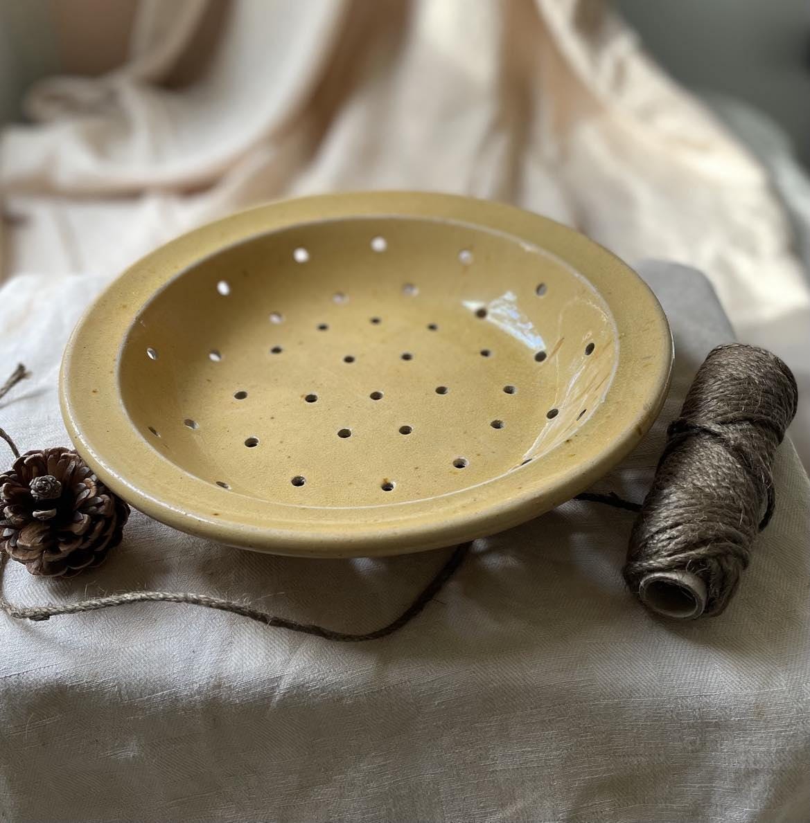 Antique Glazed earthenware Faisselle cheese drainer