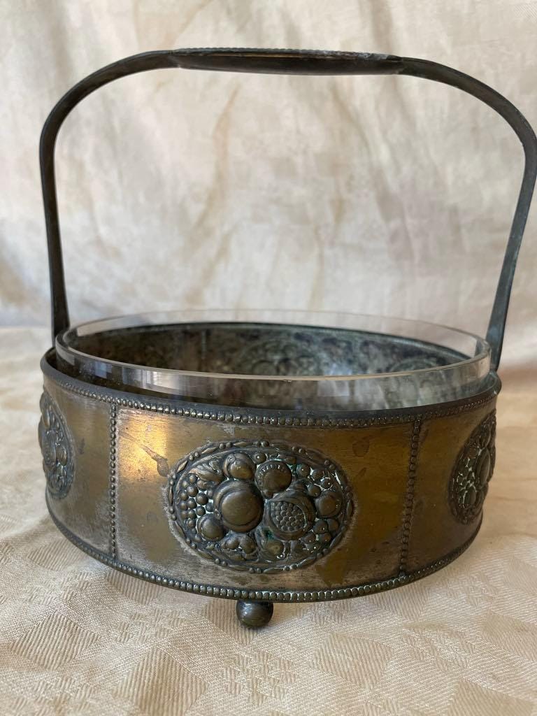 Art Deco brass handled serving tray/ table centre piece