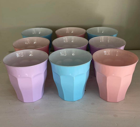 Set of 9 vintage coloured glasses by Duralex