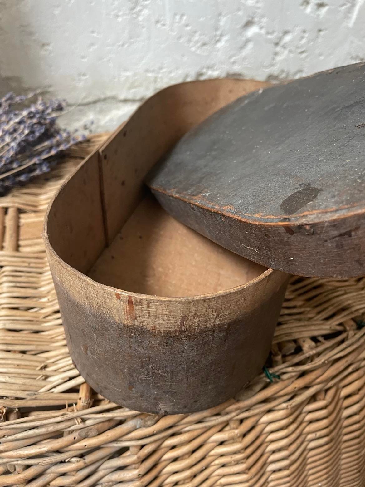 Antique bentwood handmade  madeleine/  pantry/ storage box -