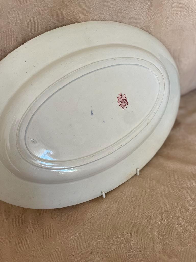 Bertrand Bordeaux ironstone oval plate - Anemone