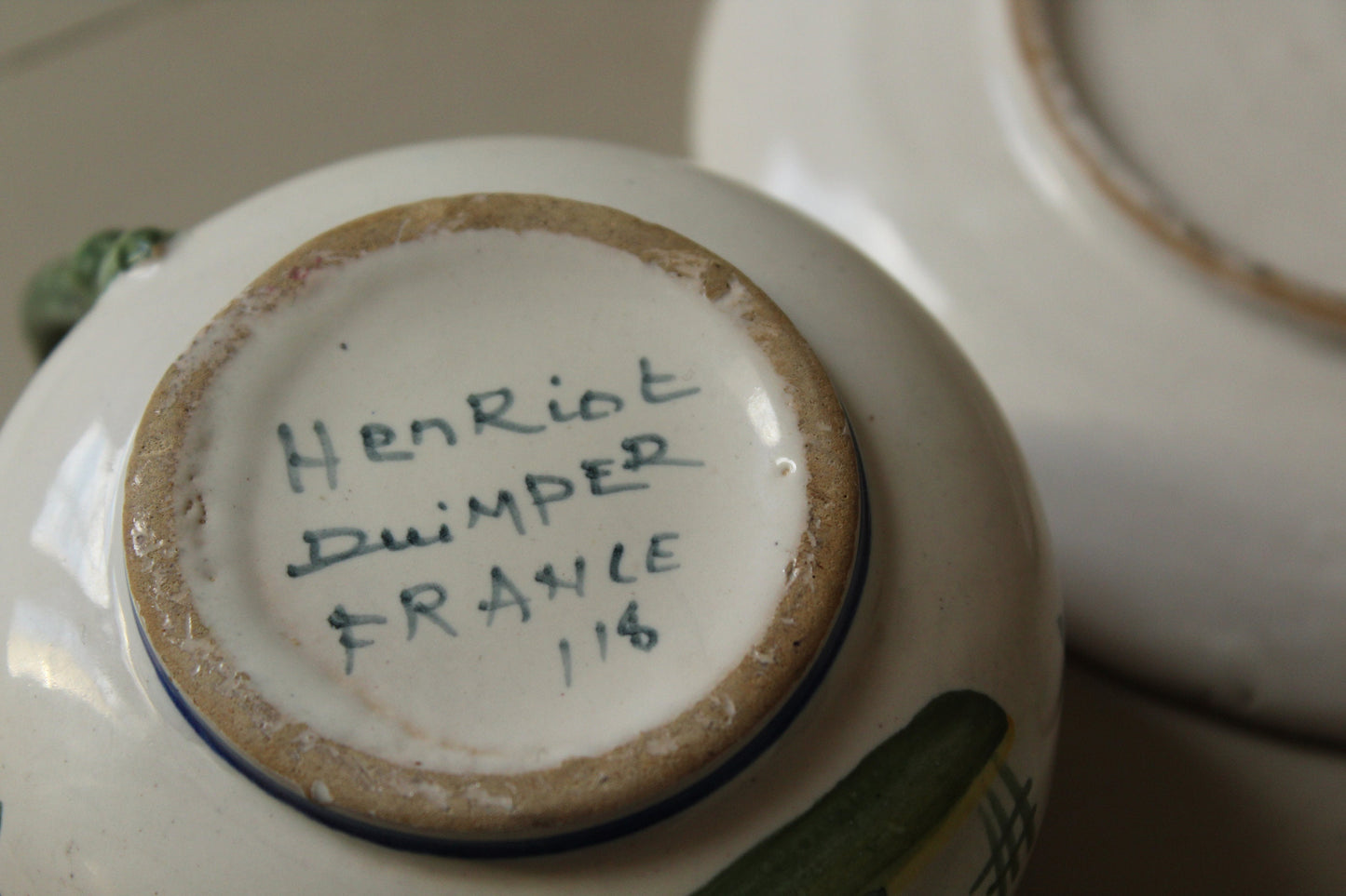 Vintage Henriot Quimper France 118  Hand painted Breton cup and saucer