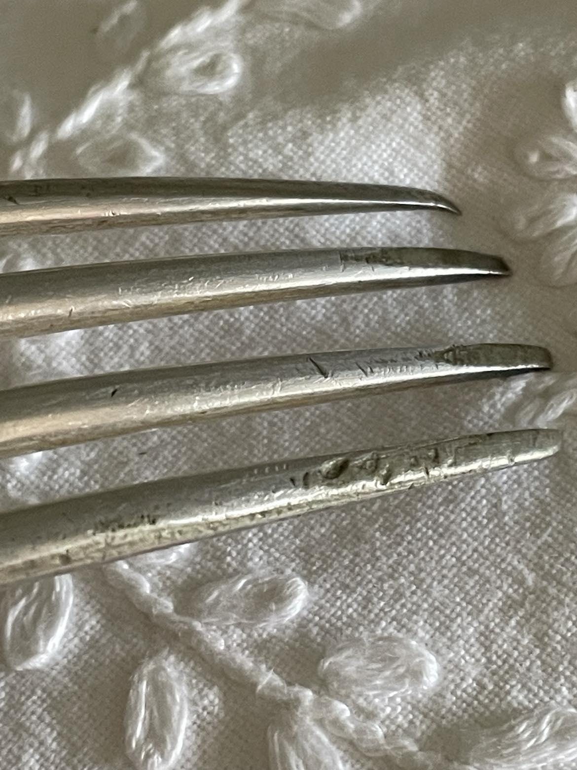 Antique Christofle Silver plated table fork and spoon- "baguette".