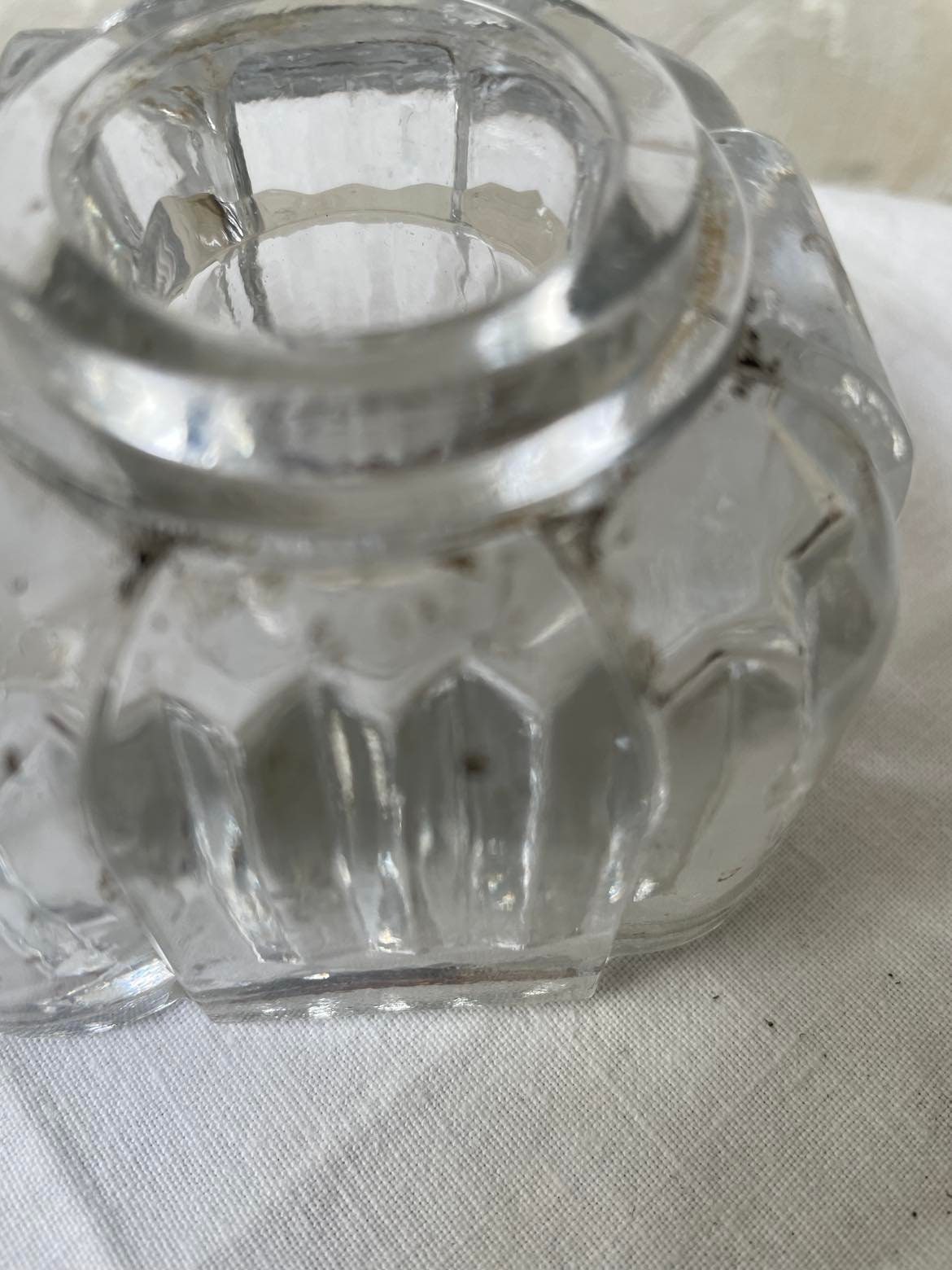 Moulded Glass double resevoir Inkwell/ encrier - marked VS