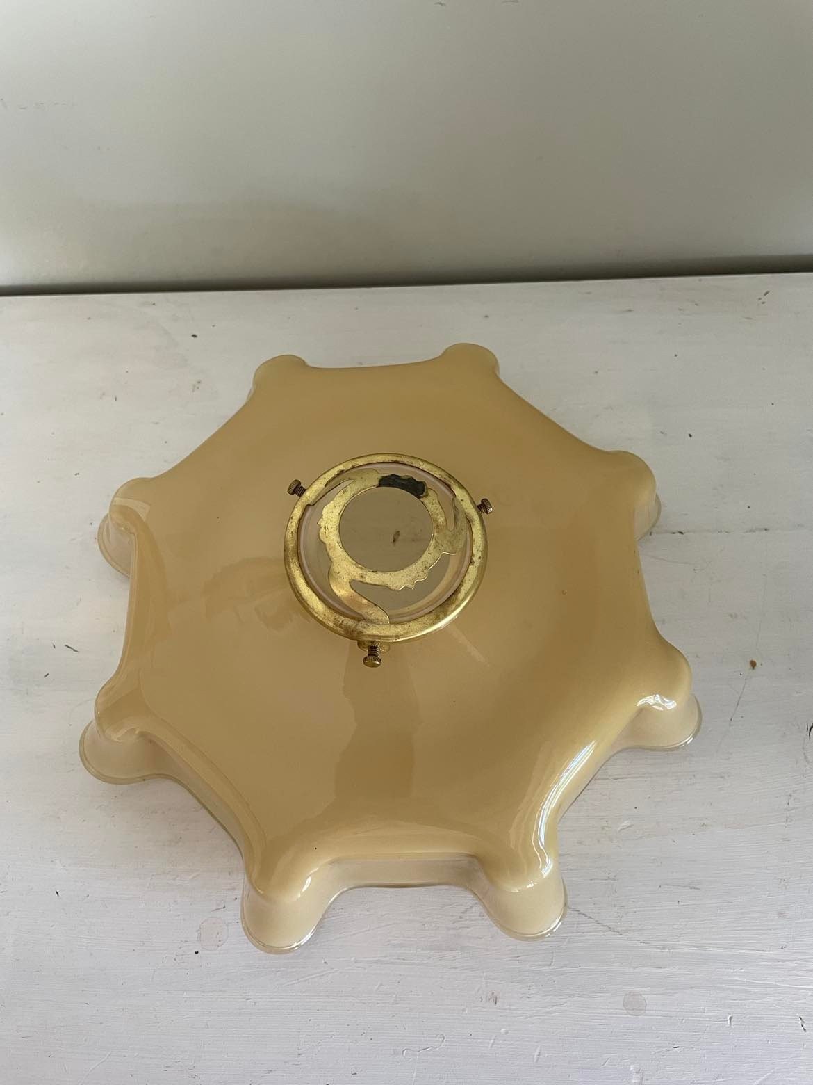 Mid Century pendant glass shade with  brass Gallery