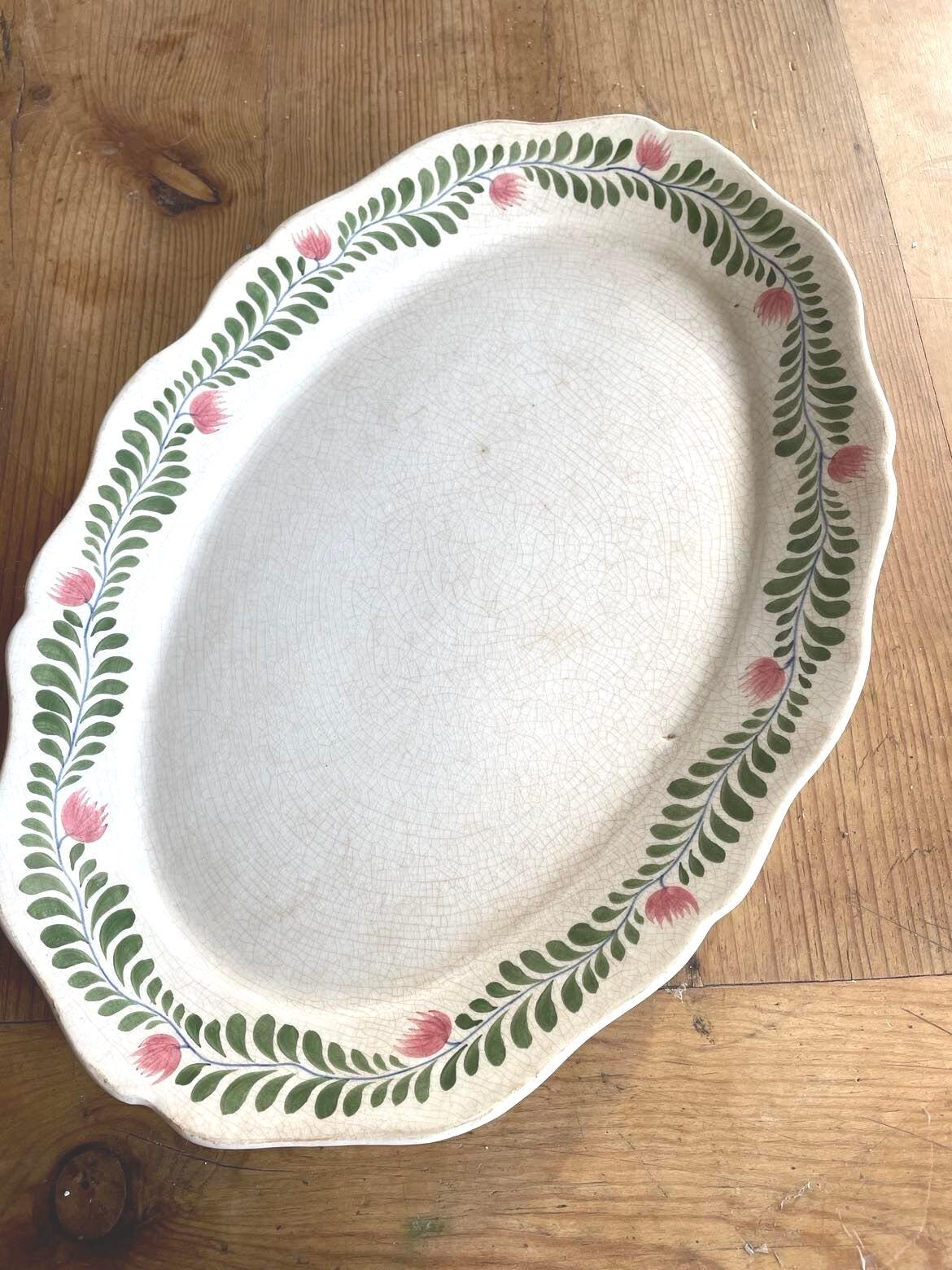 Creil et Montereau - hand painted oval serving plate