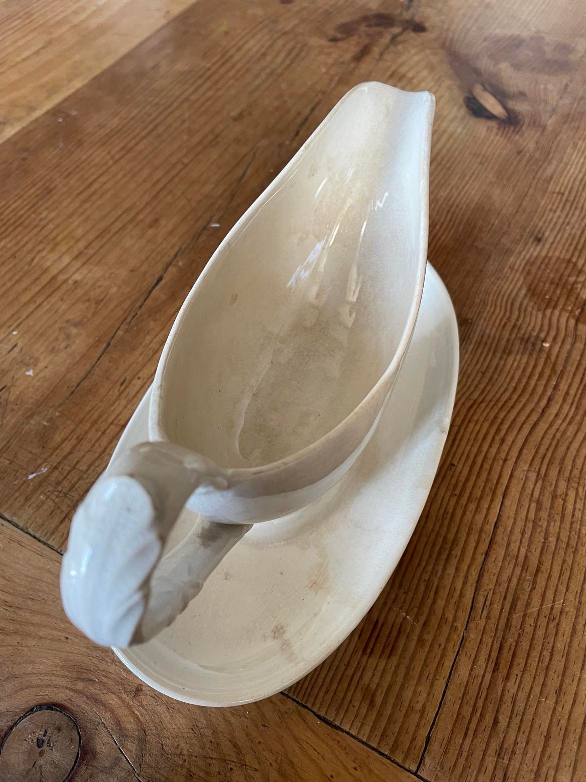 White Ironstone sauciere