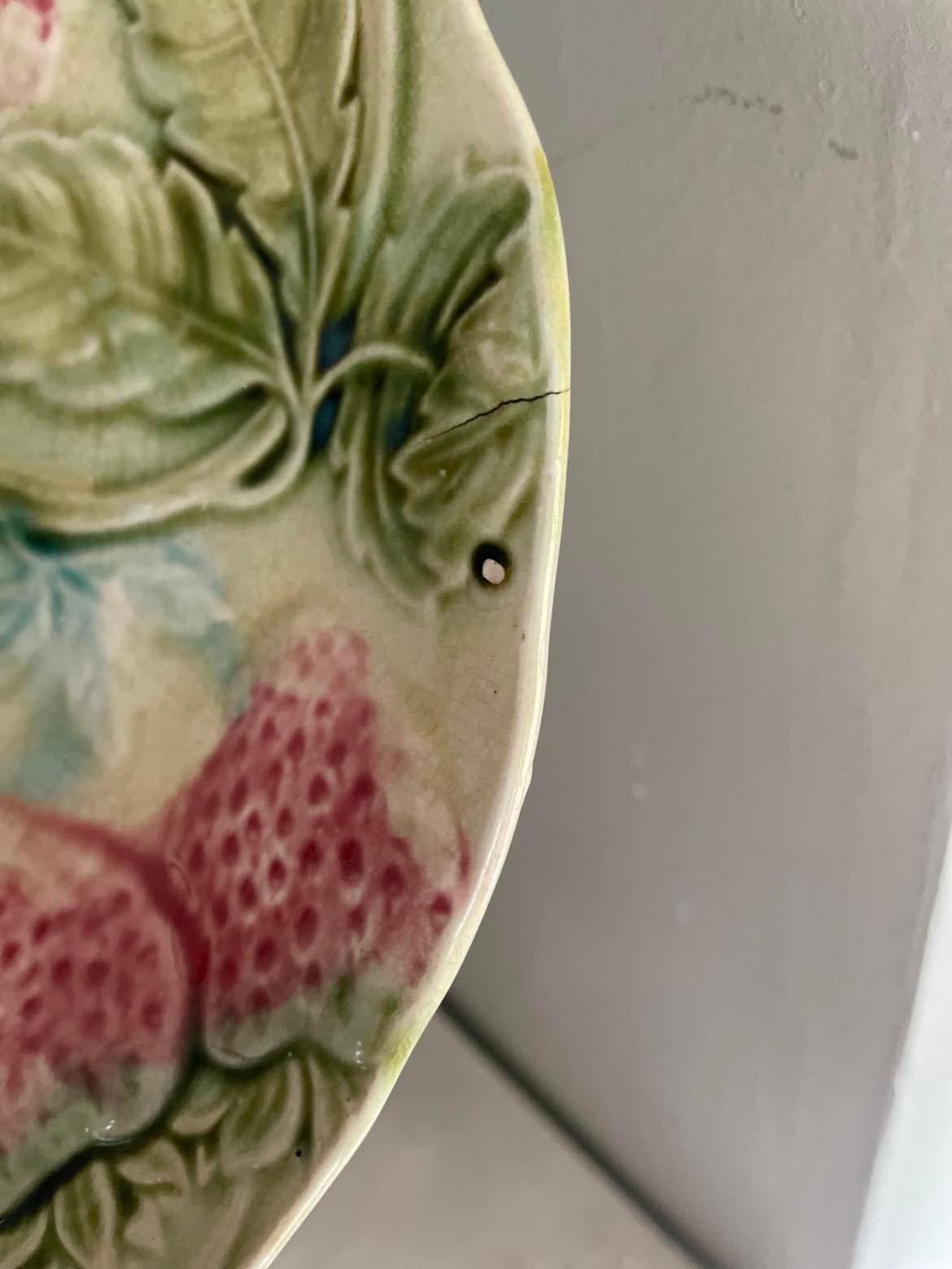 A Pair of Antique Majolica plates- Assiette Barbotine ancienne