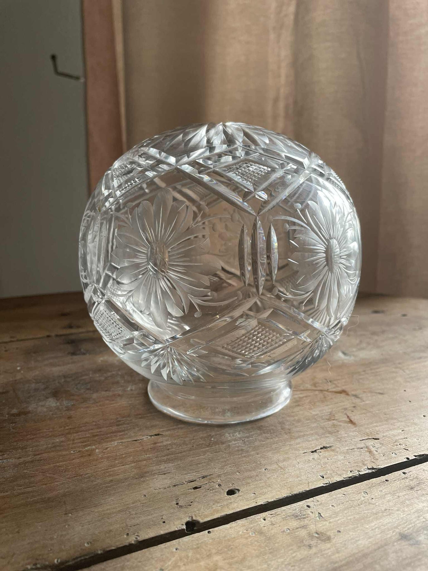 Early 20th century Lead Crystal globe lamp shade