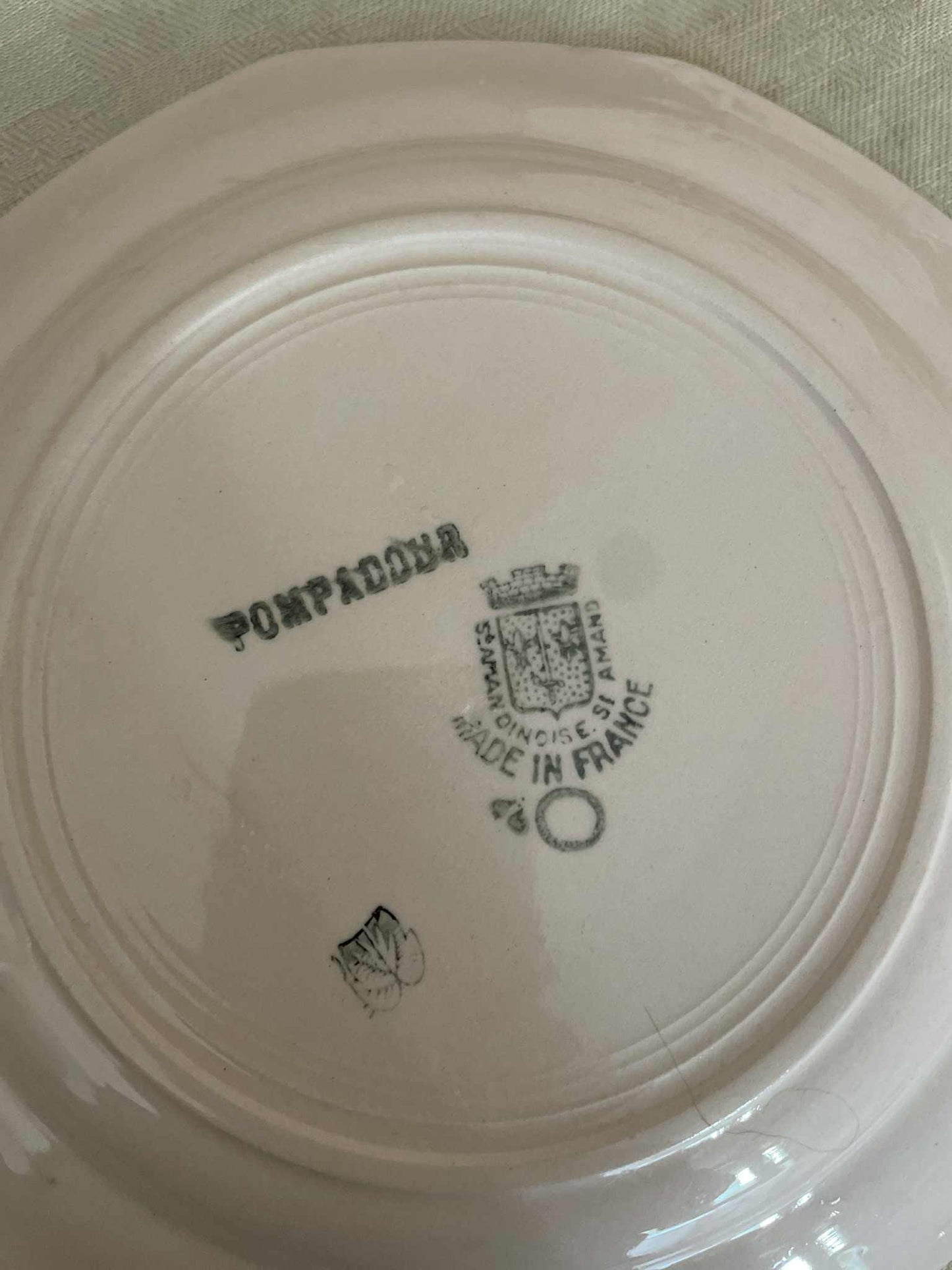 A pair of small 10 sided dessert plates by  Saint Amandinoise - Pompadour