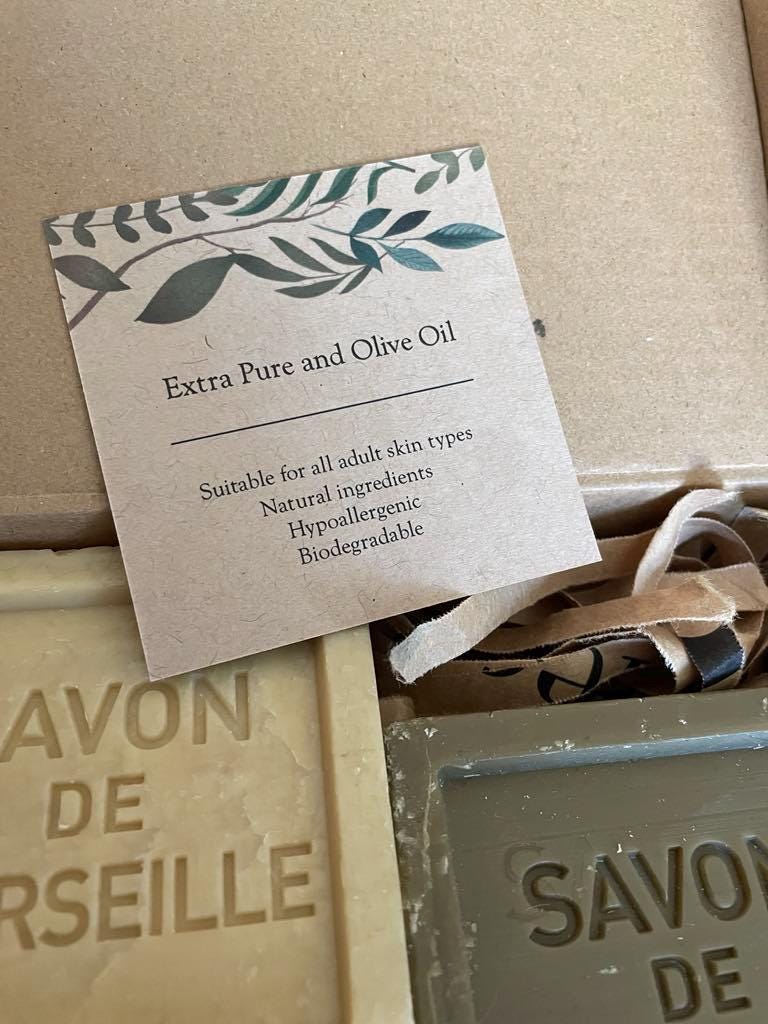Traditional French Soap  -  Savon de Marseille -  boxed set of 2 cube soaps.