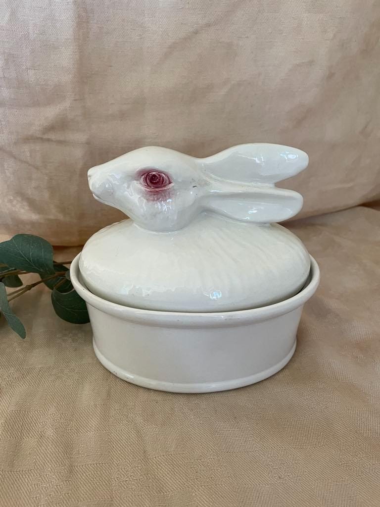 Vintage Glazed ceramic Rabbit tureen