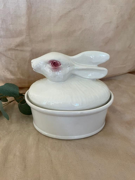 Vintage Glazed ceramic Rabbit tureen