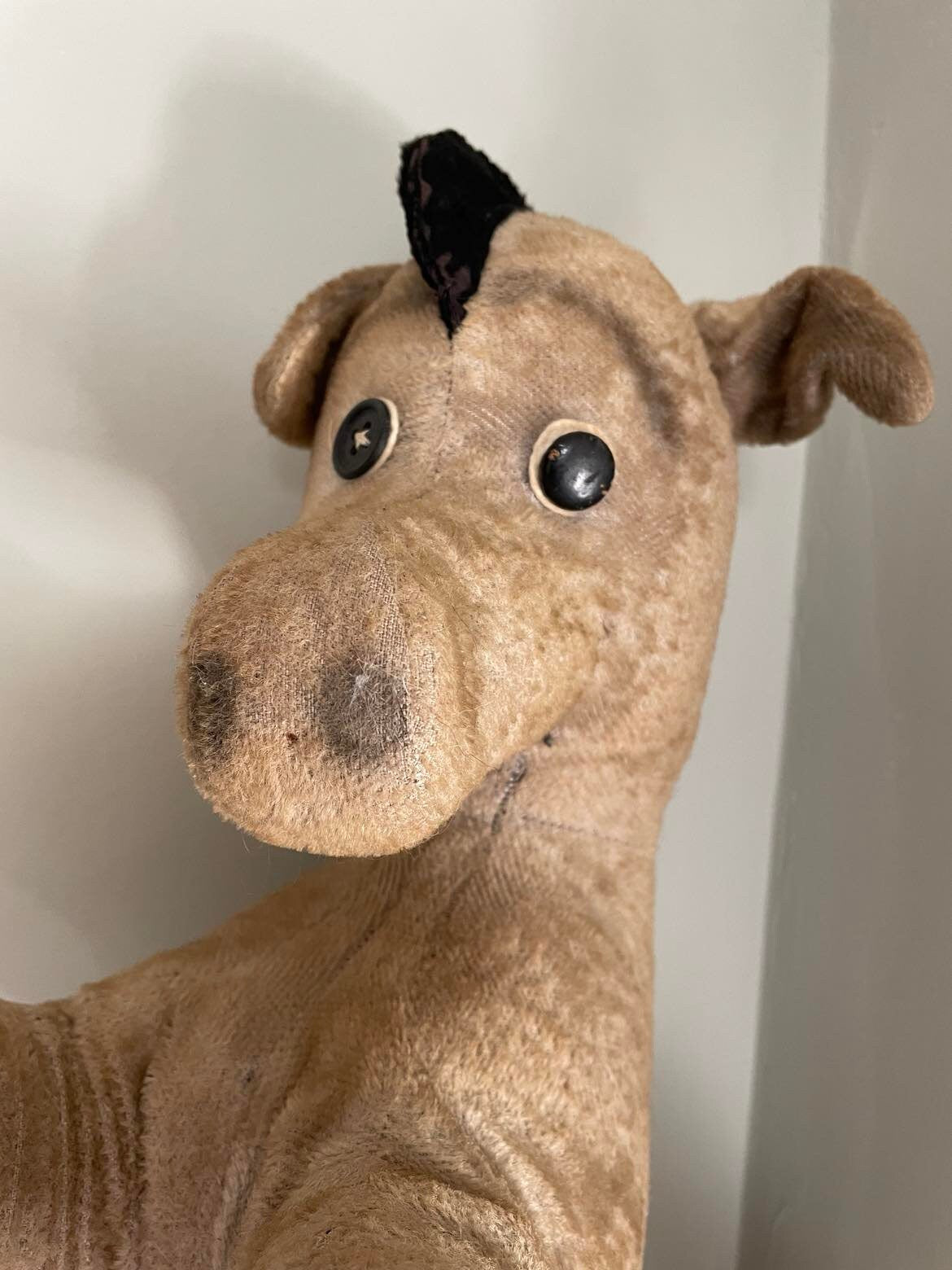 Primitive wire framed horse/ peluche ancienne