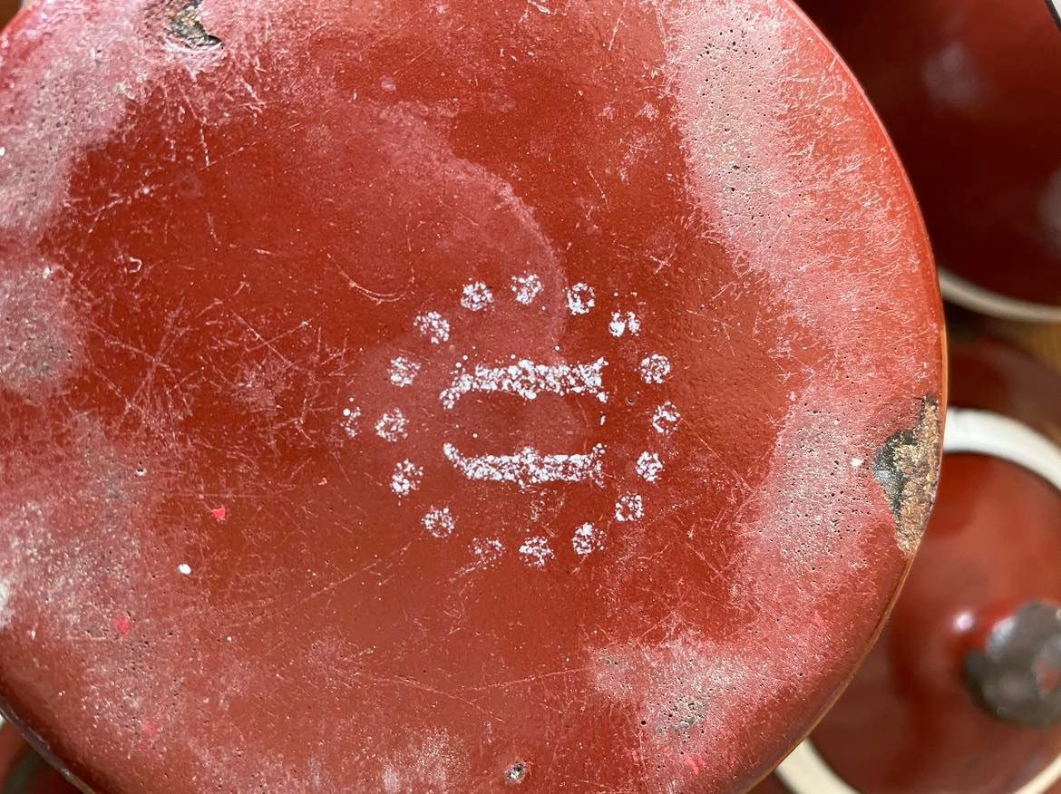 Set of 6 Vintage French  Enamelware Kitchen Cannisters