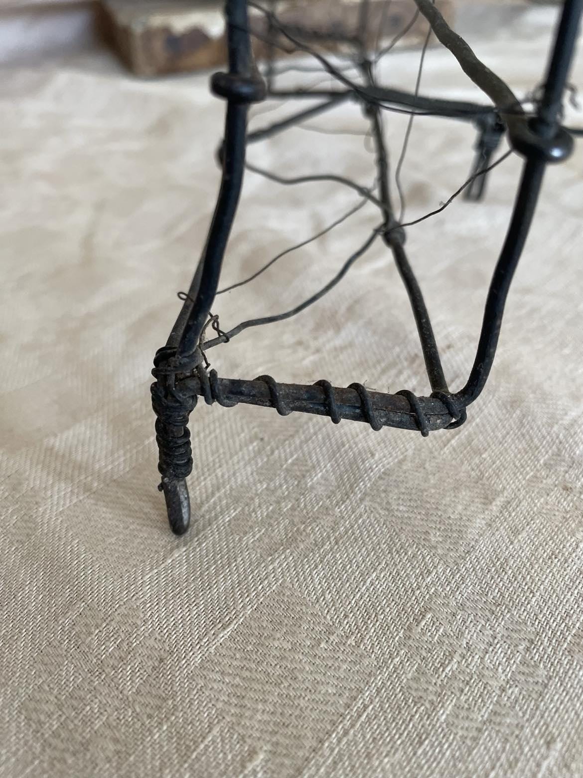 Antique French open hearth twisted Wire toaster