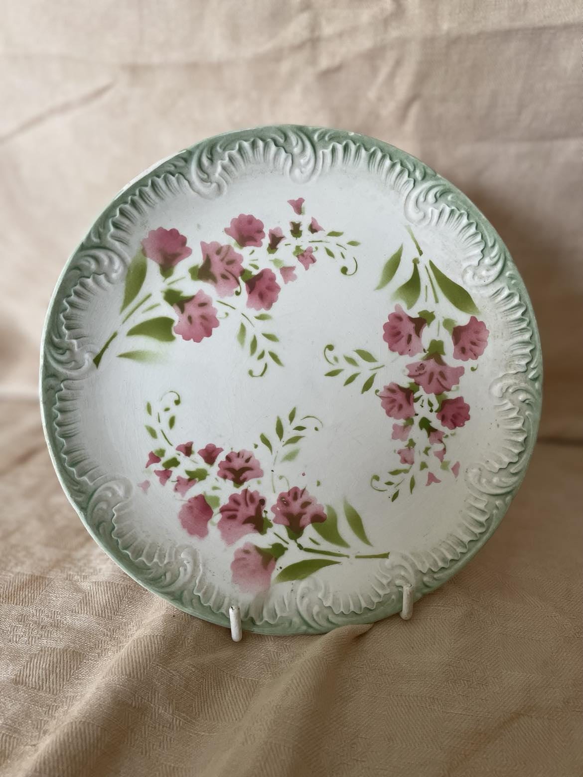 Antique plate with light relief by Digoin Sarreguemines